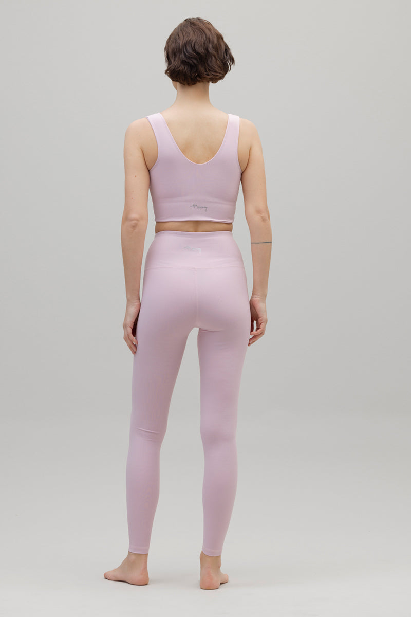High-Waist Leggings Ribbed Dawn Pink | Hey Honey & Active Wear