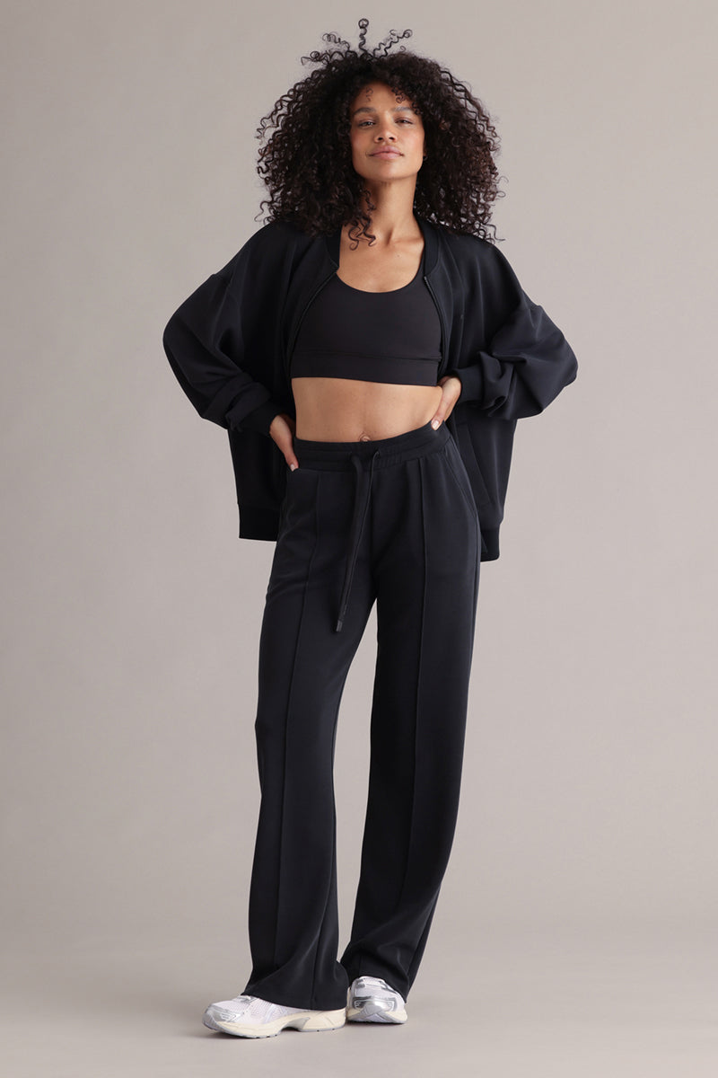 Bomber Jersey Jacket Black | Hey Honey & Active Wear