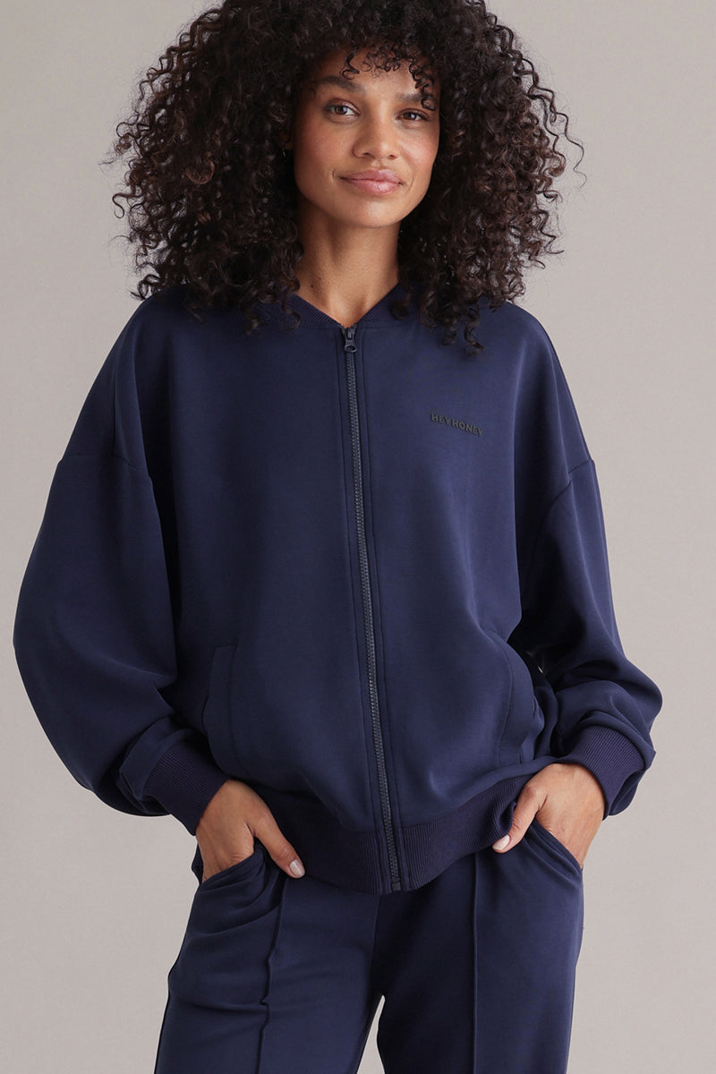 Bomber Jersey Baritone Blue | Hey Honey & Active Wear