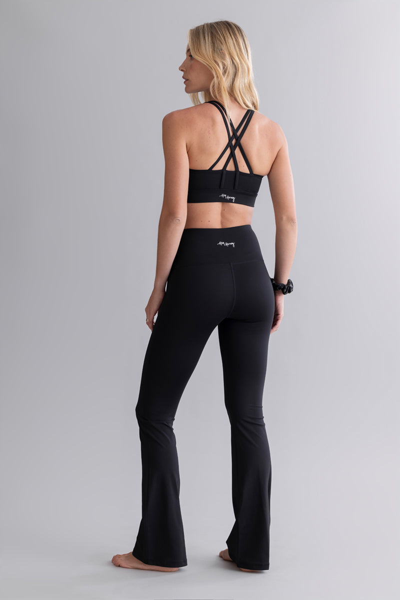 High-Waist Flared Leggings Cotton Touch Black | Hey Honey & Active Wear