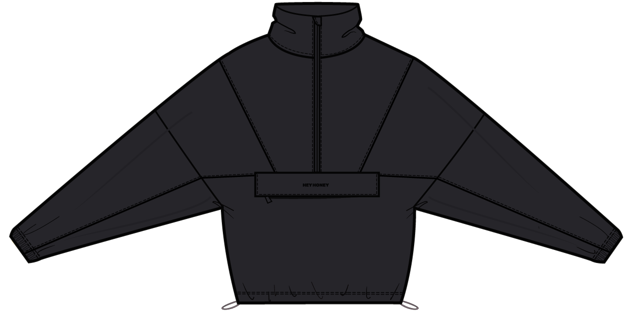 Ribstop Pull Over Jacket Black | Hey Honey & Active Wear