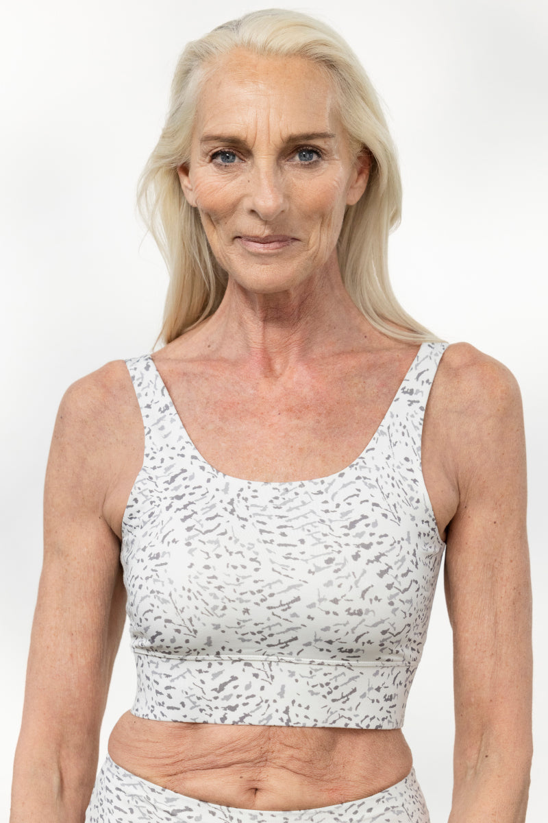 Bustier Print Feather White | Hey Honey Yoga & Active Wear