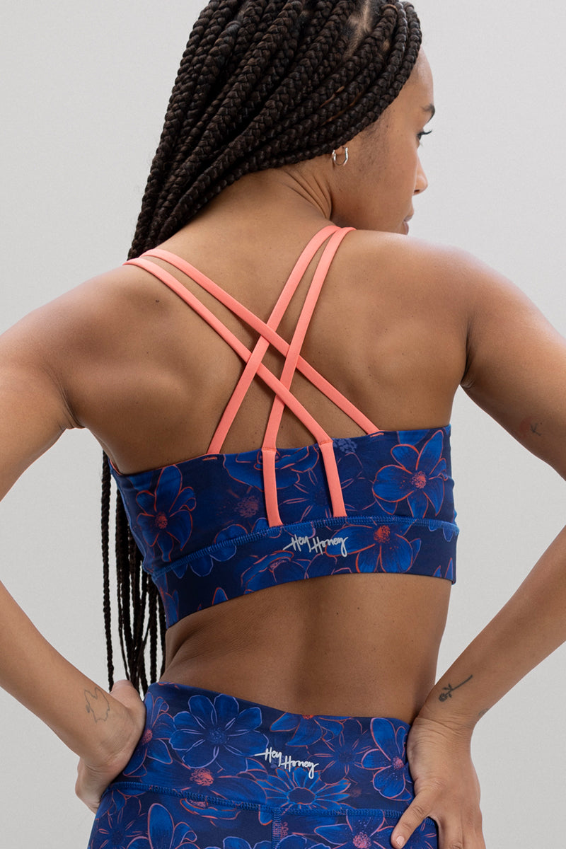 Criss-Cross Bra Flower Daze | Hey Honey Yoga & Active Wear